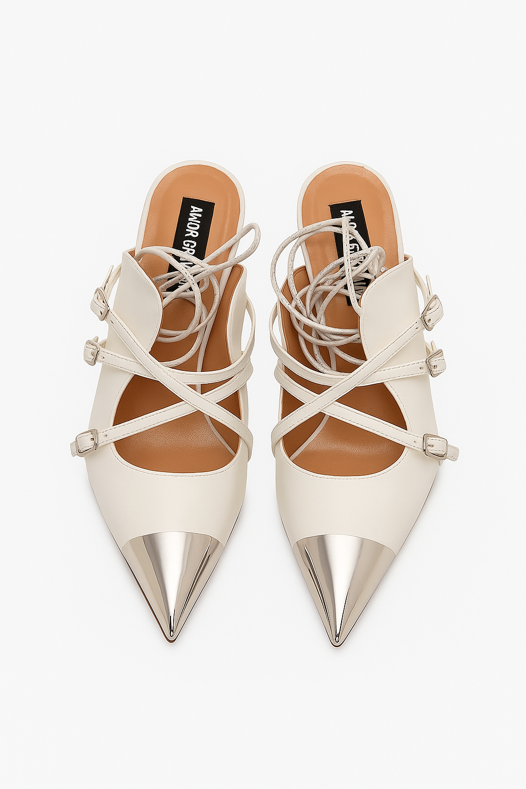 White CRISS Cross Pumps
