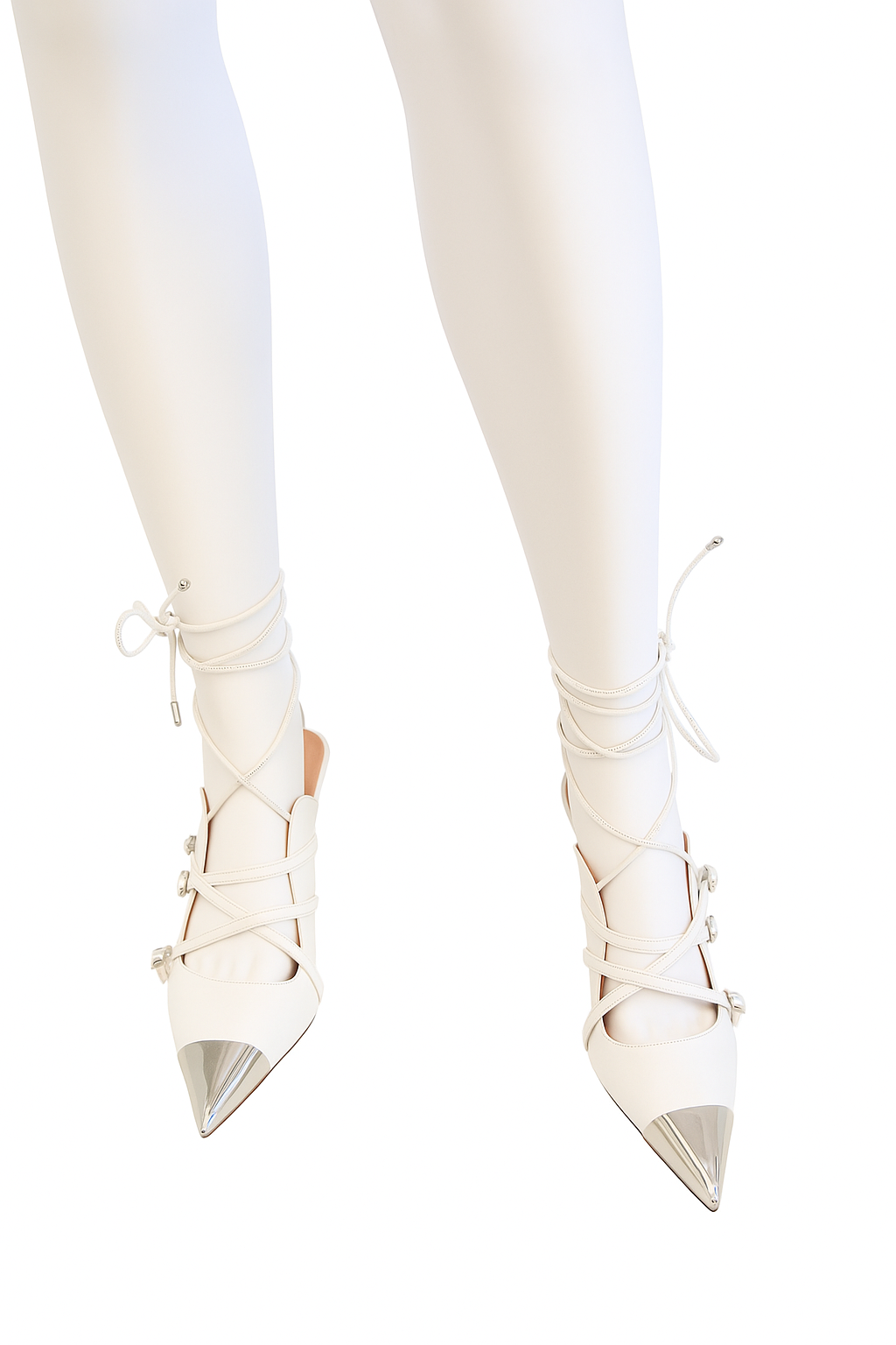 White CRISS Cross Pumps